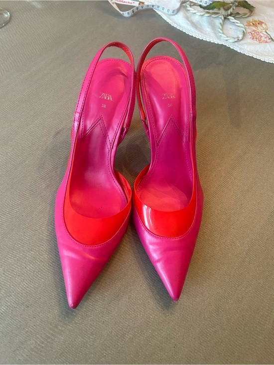 Zara Shoes - Zara Hot Pink and Red Pointed Slingback Heels size 38 euro
